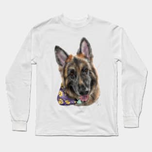 Happy German Shepherd With Bandana Long Sleeve T-Shirt